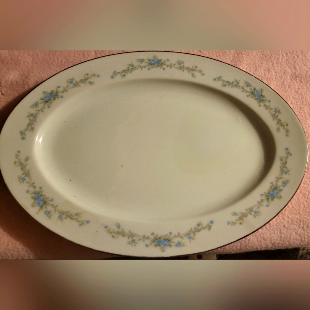 Vintage royal court blue fantasy platter serving plate